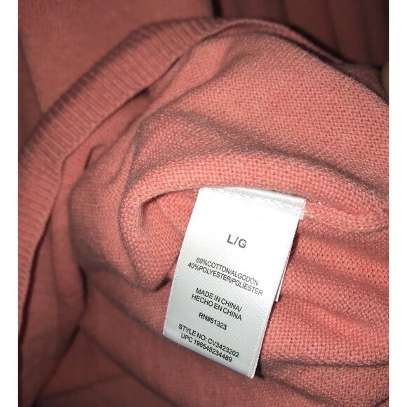 Vince Camuto‎ Ocean Coral Collared V Neck Sweater Large Top Long Sleeve  Women's - Picture 4 of 9